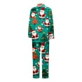 thumbnail image 5 of FAOWME Family Matching Christmas Pajamas Set Outfits Long Sleeve Turndown Collar Santa Claus Print Buttons Top And Pant Comfortable Soft Sleepwear For Women Mom-Green S, 5 of 6