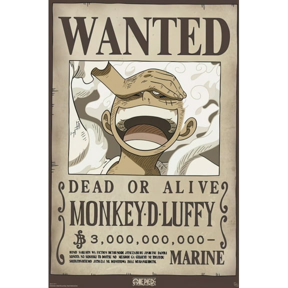 One Piece - Anime TV Show Poster (Wanted Dead Or Alive: Monkey D. Luffy - Reward: 3,000,000,000) (Size: 24" x 36")