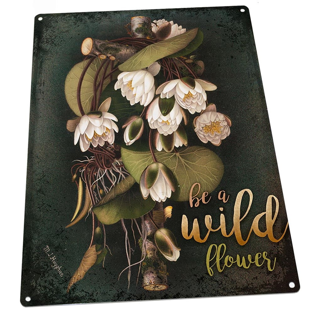 Be A Wildflower 9"x12" Metal Sign, Wall Decor for Mancave, Den, or