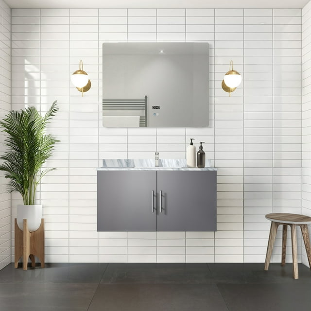 Dark Grey Bath Vanity 36 in. W x 22 in. D, and 36 in. LED Mirror