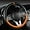 Black and Orange, variant on Morandi Color Steering Wheel Cover, Nappa Leather Fashionable Sporty Style, Universal 15 Inches