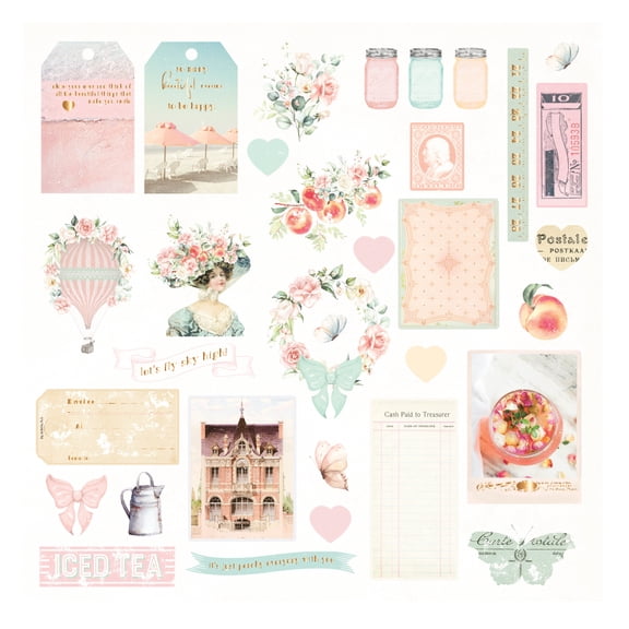 PRIMA MARKETING INC Peach Tea Collection - Ephemera - 32 pcs w/ foil detail UPC 655350997540