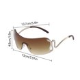 thumbnail image 5 of Gafas de sol sin montura de gran tamaño UV400 (marco doble té) Plata 1Pc, 5 of 5