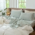 thumbnail image 6 of MooMee Gingham Sheet Set 100% Washed Cotton Linen Like Textured Extra Deep Pocket Breathable Lightweight 4-Piece (Sage Green, Queen), 6 of 9