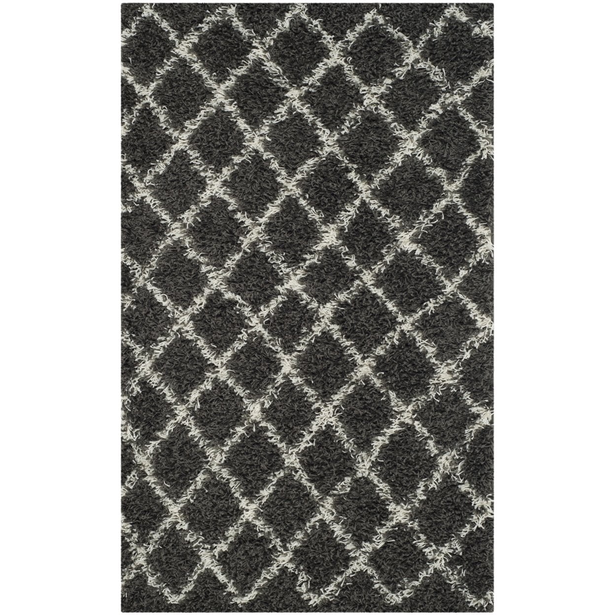 SAFAVIEH Dallas Jerrie Geometric Shag Area Rug, Dark Grey/Ivory, 8' x 10'