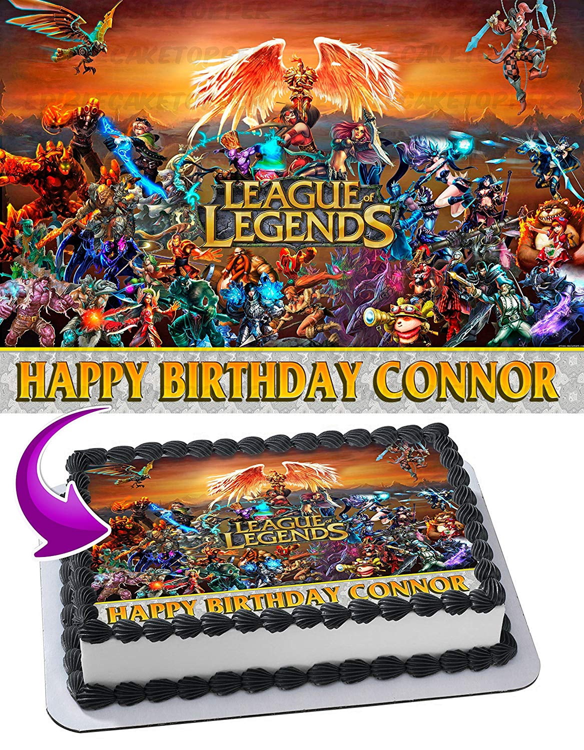League of Legends Edible Cake Image Topper Personalized Birthday Party