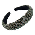 thumbnail image 2 of Sonducket Diademas con cuentas de cristal, tocado grueso de punto, aros de moda, diademas, tocados, regalo para mujer, fiesta, playa Accesorio para el cabello Verde, 2 of 6
