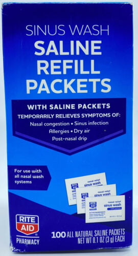 100 Count.. 11822578059 Rite Aid Sinus Wash Refill Individually Wrapped Saline Packets 