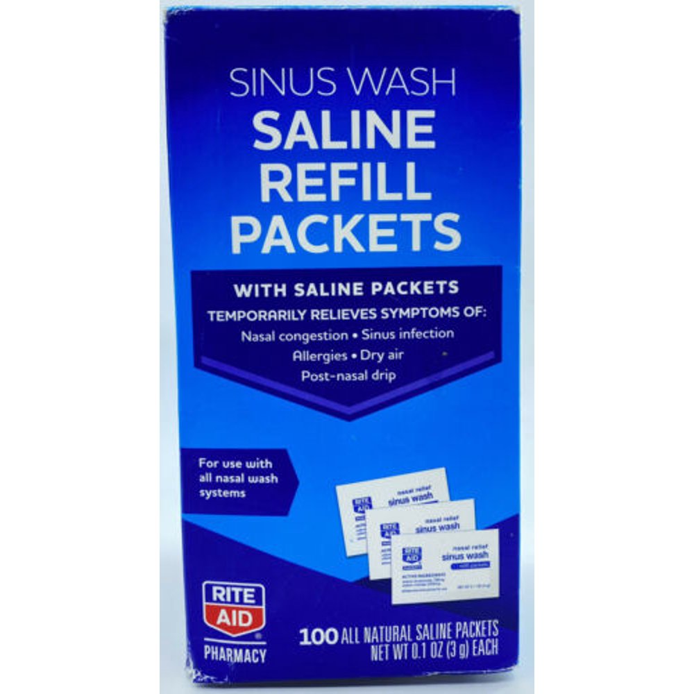 Rite Aid Sinus Wash Refill, Individually Wrapped 100 Saline Packets