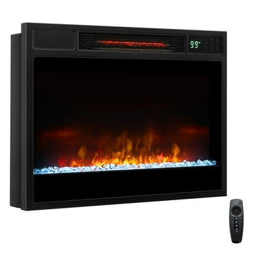 23 Inch 1500W Recessed Electric Fireplace Insert with Remote Control-Black