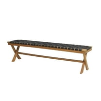 GDF Studio Angie Outdoor Acacia Wood and Rope Bench, Black and Teak