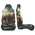 thumbnail image 3 of Honeii Green Forest Dinosaur Print Car Seat Covers 2 Pieces, Full Set Universal Seat Covers for Cars, Waterproof Auto Seat Protectors, 3 of 7