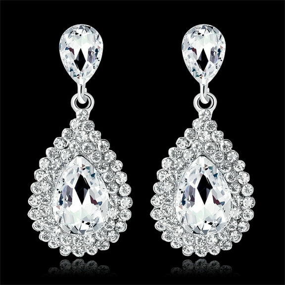 KeirineCC Crystal Teardrop Dangle Drop Earrings for Women Dangling, Women's Crystal Wedding Tear Drop Dangle Earrings, Hypoallergenic Jewelry - Wedding Gifts