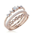 thumbnail image 3 of ZigZag Style 1.60 Carat Round Cut Diamond Moissanite Unique Style Engagement Ring, Dainty Ring, Slim Ring, Wedding Ring in 925 Sterling Silver With 18k Rose Gold Plating, Trio Set, Matching Band, 3 of 3