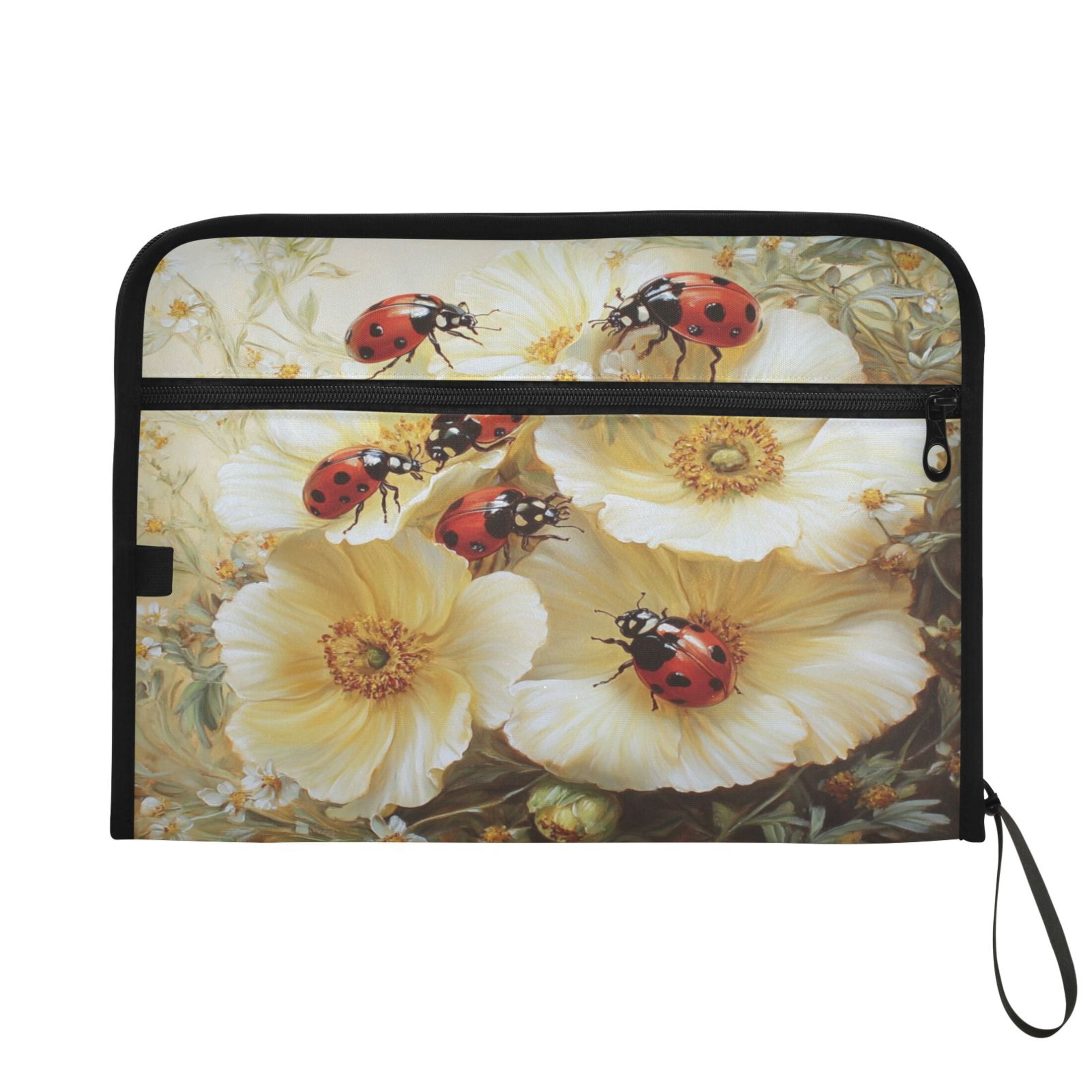 WOBOGO Ladybugs Picking Flowers Expanding File Folder Letter Size Accordion Filing Organizer 13 Pocket Separate Organ Pocket