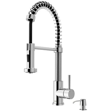 VIGO Edison Single Handle Pull-Down Sprayer Kitchen Faucet Set with Soap Dispenser in Chrome