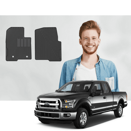 Road Comforts Custom Fit Ford F150 2010-2014 Regular, SuperCab, SuperCrew Cab Floor Mats - Digitally Laser Measured & Made with Premium TPE Heavy Duty Thick Material - Front Row Only (2pcs)