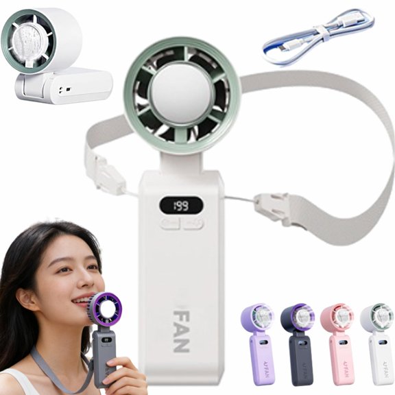 Portable Handheld Turbo Fan, Fast Cooling 3 in 1 Handheld Desk Neck Fan, Rechargeable Battery Powered for Travel Outdoor Office Home