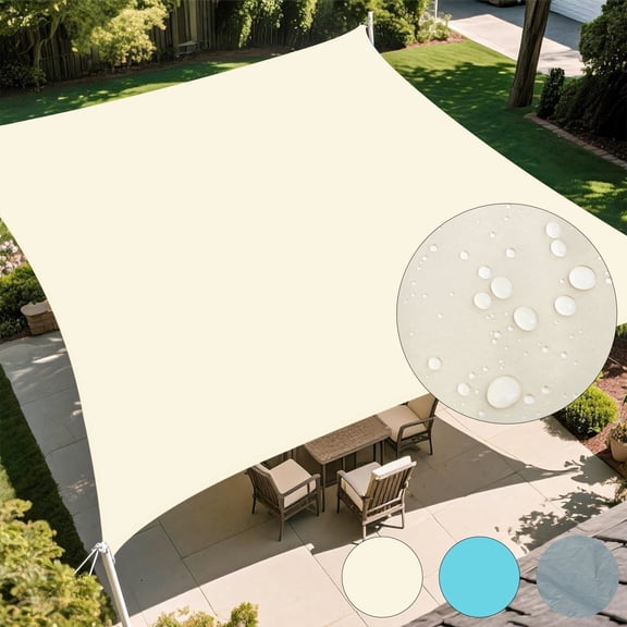 Waterproof Sun Shade Sail, Rectangle Polyester Sun Shade Canopy Awning, 95% UV Block, Easy Install & Durable, for Patio Garden Backyard Deck Pergola