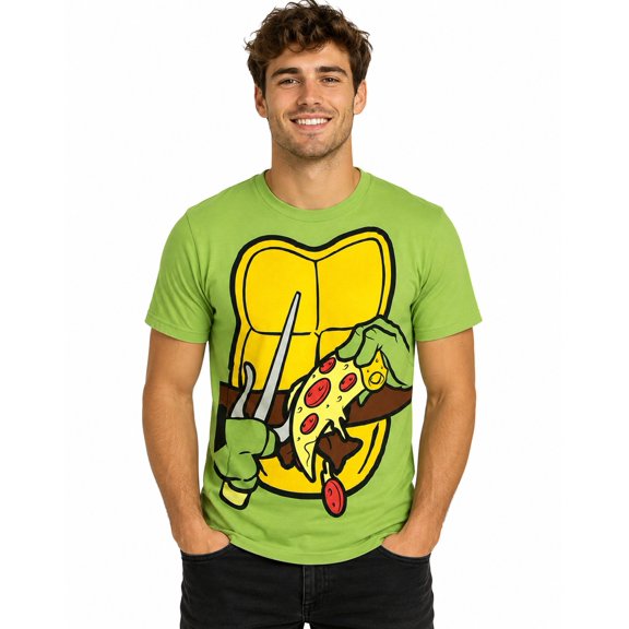 Teenage Mutant Ninja Turtles Mens T-Shirt - TMNT Costume Front with Pizza - size SMALL