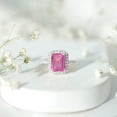 thumbnail image 5 of Rosec Jewels Lab Grown Pink Sapphire Emerald Cut Engagement Ring with Halo - 8X10 mm - Pink Sapphire Diamond Ring for Women, 10K White Gold, US 7.00, 5 of 9