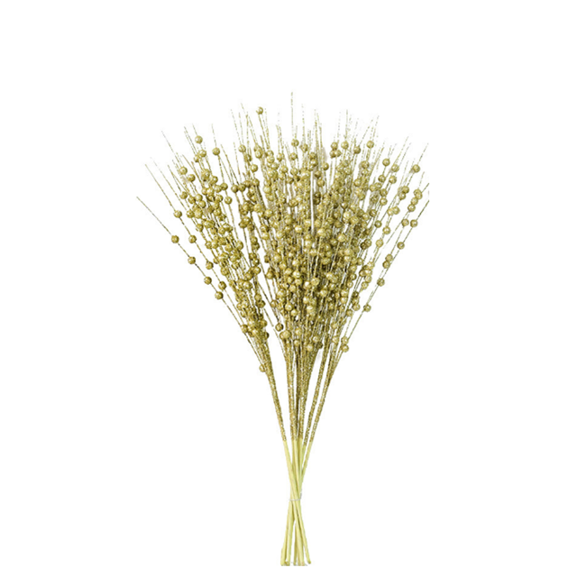RV 15 ramas árbol de Navidad corona vid accesorios decorativos DIY polvo dorado brillo simulación baya - oro Rojo Verde