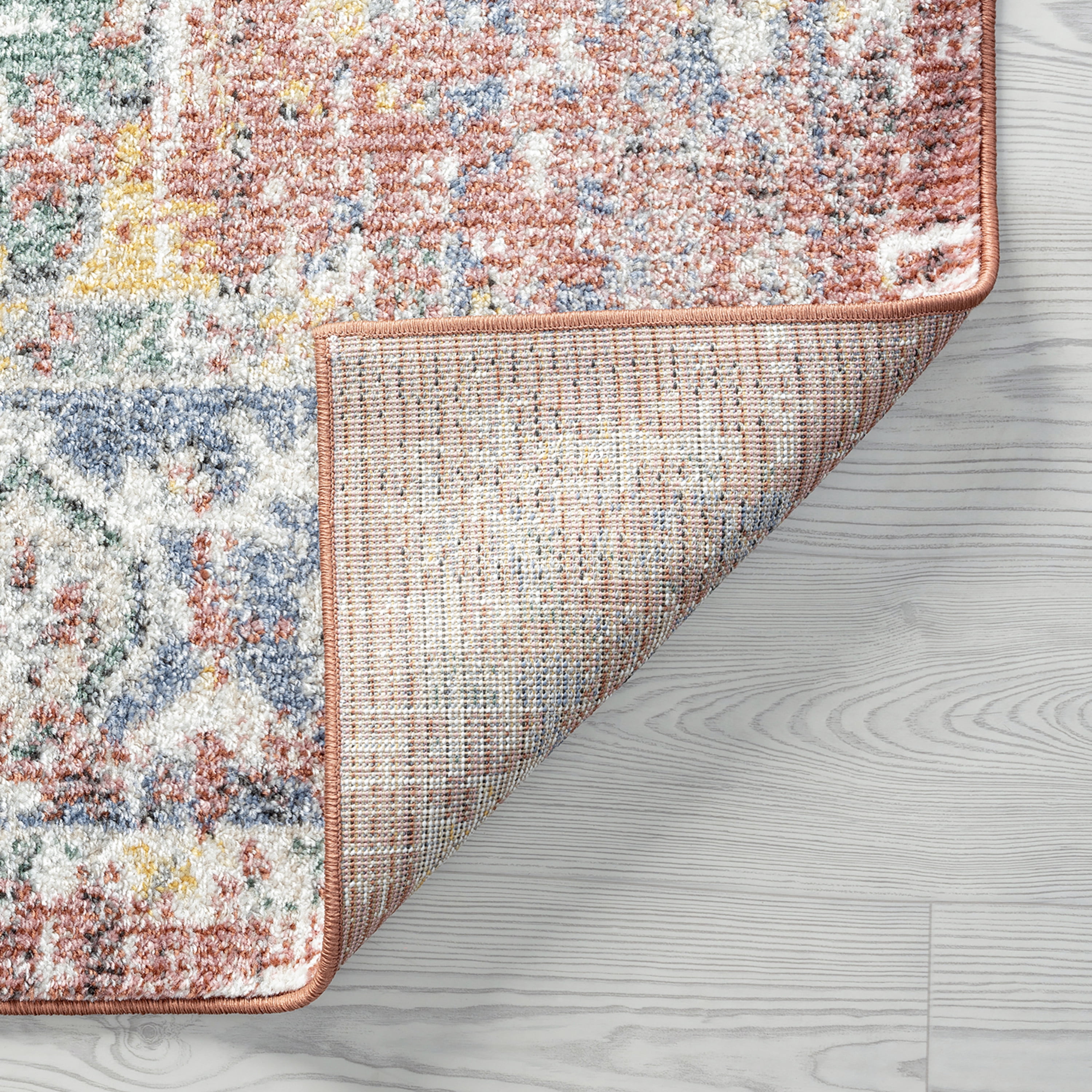 Addison Traditional 5' x 7' Rust and Blue Polypropylene Indoor Area Rug