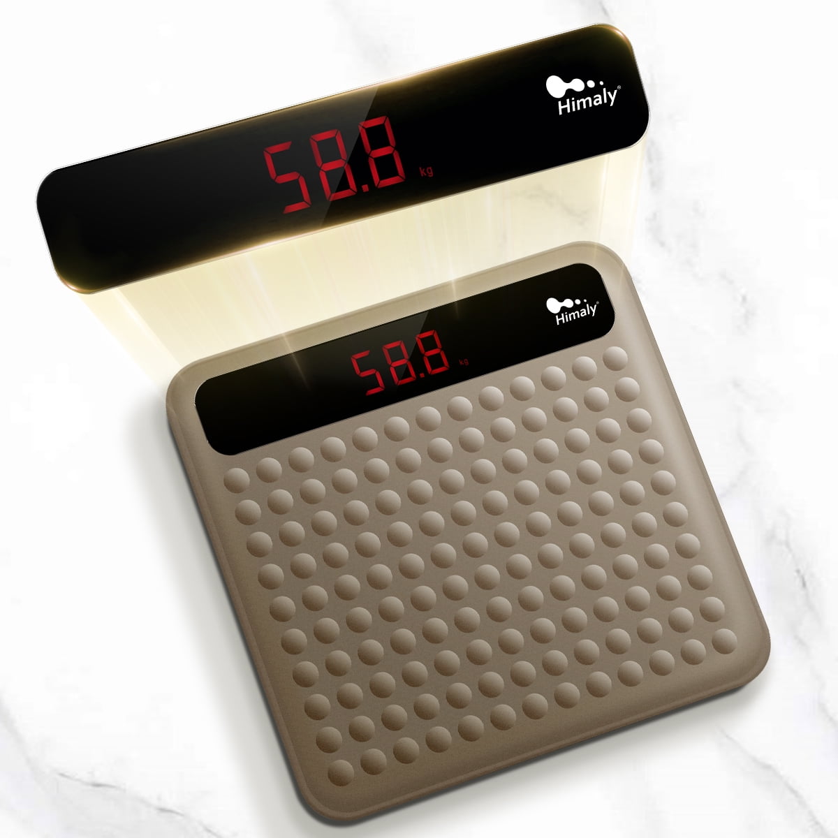 Himaly Digital Body Weight Scale, Highly Accurate & Auto Calibration Bathroom Scale, Easy-to-Read LCD for Home Use, 400 lbs, Brown