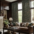 thumbnail image 3 of NICETOWN Floral Velvet Curtains for Living Room, Vintage Print Room Darkening Thermal Insulated Rod Pocket Drapes, Green, 52"x 90", 2 Panels, 3 of 8