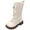 White, variant on BOBOGOJP White Girls Mid Calf Boots Lace up Side Zipper Chunky Lug Sole Platform Low Heel Leather Fashion Combat Boots Black for Size 1.5