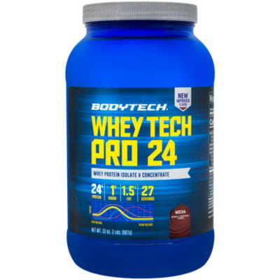 BodyTech Whey Tech Pro 24 Protein Powder  Protein Enzyme Blend with BCAA's to Fuel Muscle Growth  Recovery, Ideal for PostWorkout Muscle Building  Mocha (2 (Best Protein For Muscle Growth And Weight Gain)