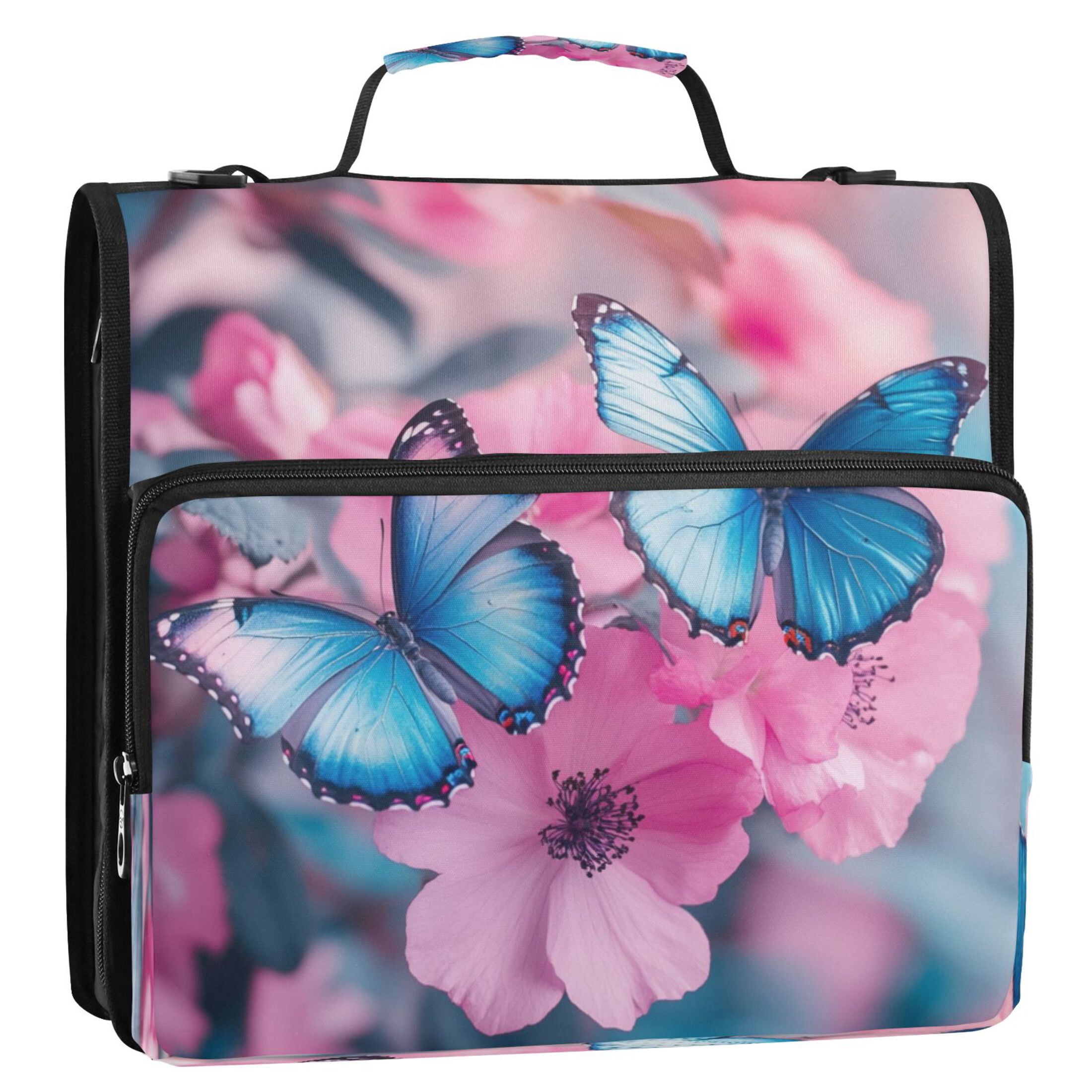 YAZAOO Zipper Binder trapper keeper Documents Organized Design Blue Flutter Serenade Printed