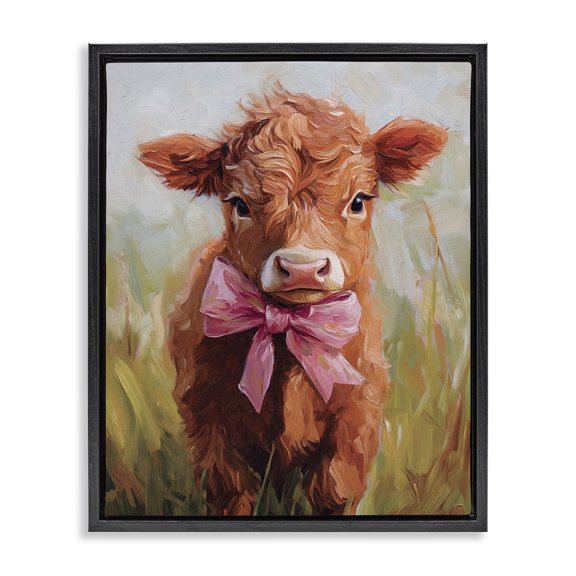 Stupell Industries French Country Coquette Trotting Cow Black Floating Frame Canvas Art, 17 x 21, by Nina Blue