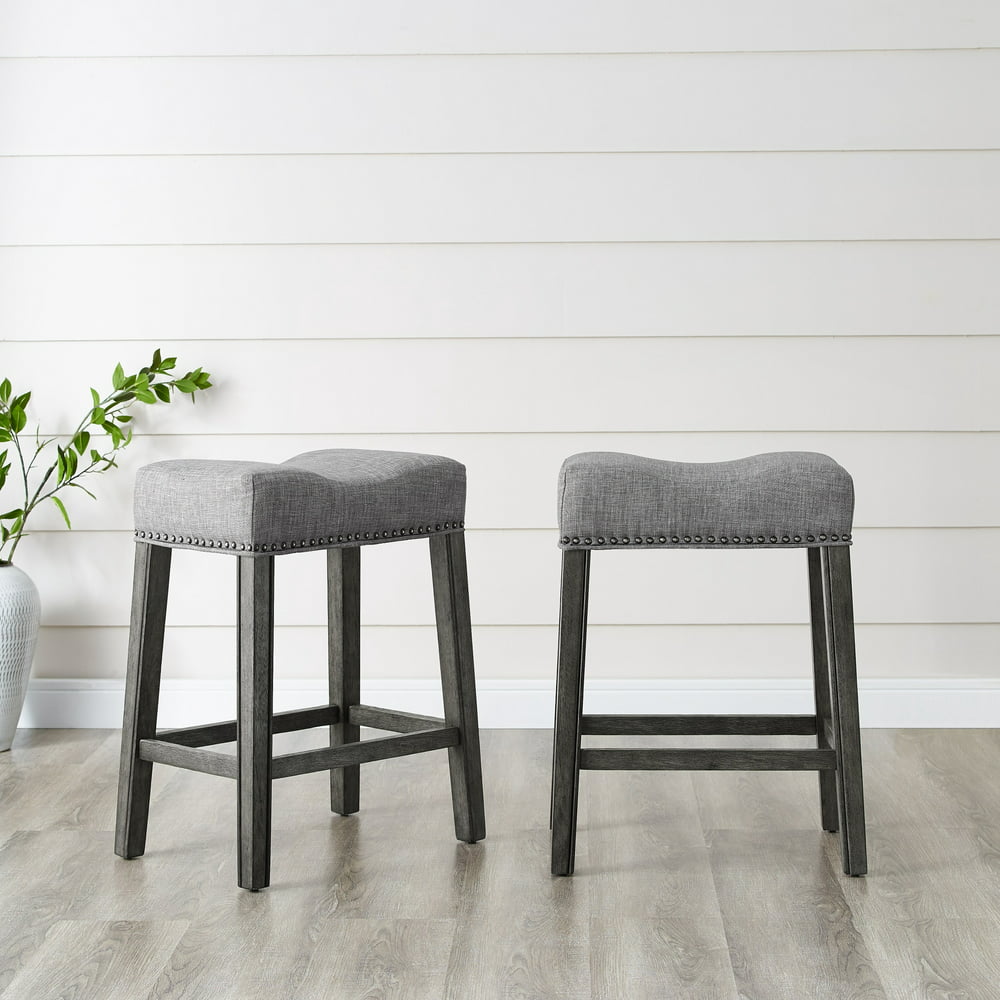 Roundhill Coco Upholstered Backless Saddle Seat Counter Stools 24