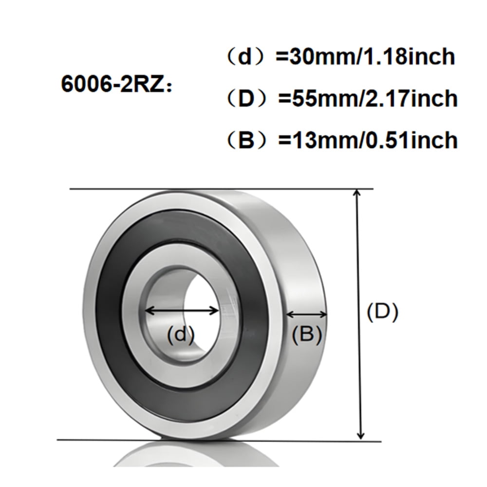 CKU Deep-Groove Ball Bearings 6006-2RS Double Rubber Sealed Pre-Lubricated Chrome Steel 8-Pack 30x55x13mm