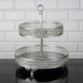 thumbnail image 4 of HAKAN Handmade Two Tier Mirrored Tray for Dessert Table, Fancy Round Jewelry Perfume Vanity Stands, Metal Center Table Decorations for Dinner Room | Silver Gold | Large, Small, 4 of 4