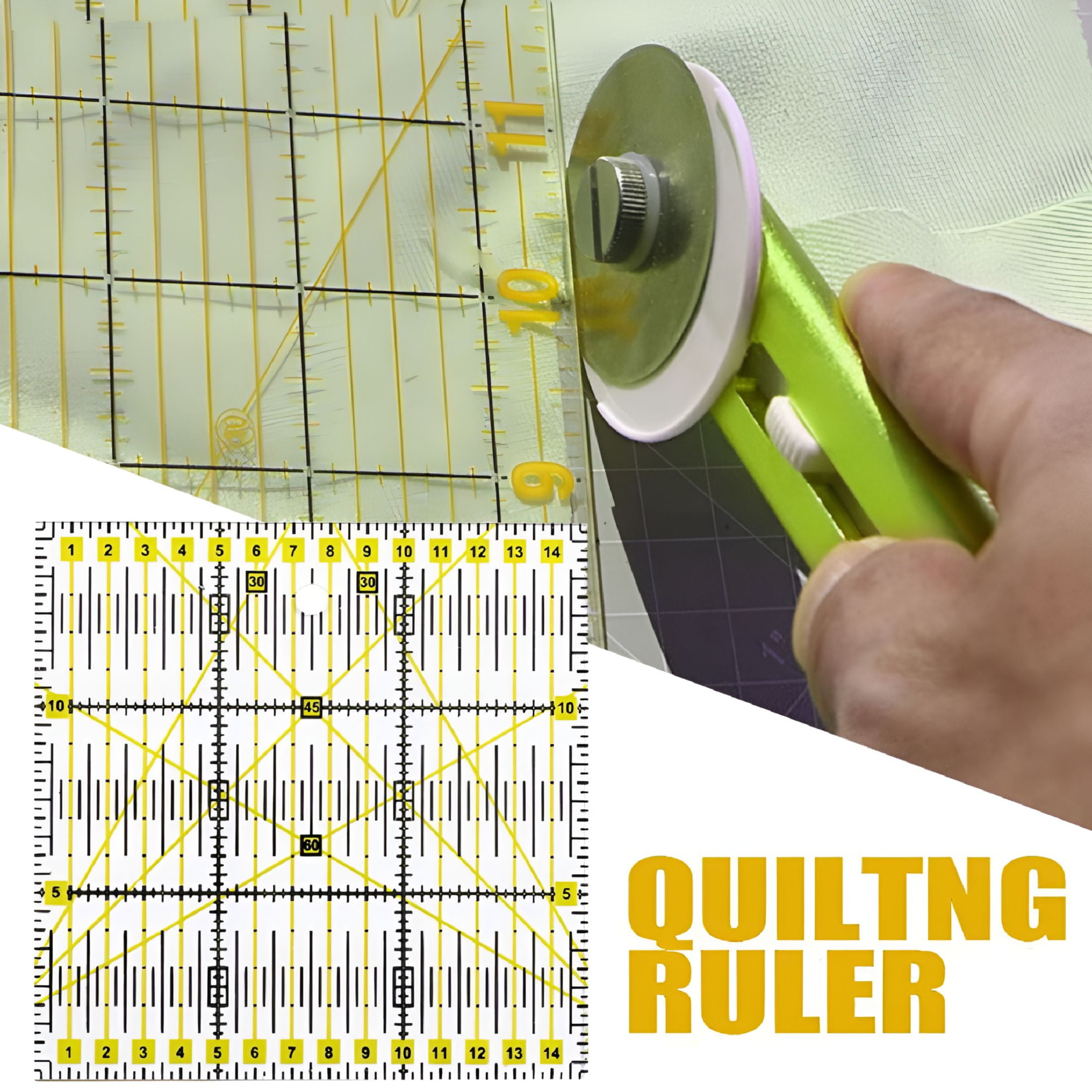 CCOCC Slotted Quilting Ruler Durable Patchwork Ruler Transparent DIY Craft Cutting Ruler Template for Designer Pattern Sewing Ruler,Yellow One Size