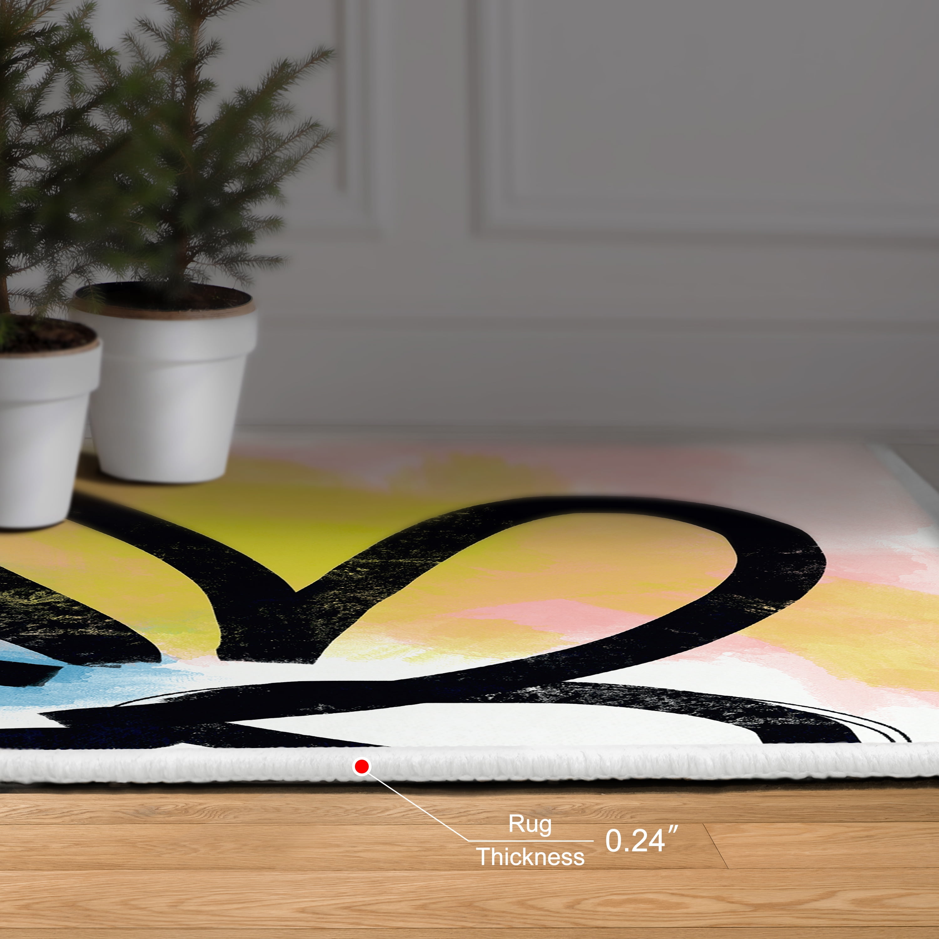 Pop Flower II Washable Art Area Rug size 5'x8', Power-loomed, Heavenly Softness with Non-Slipping Backing