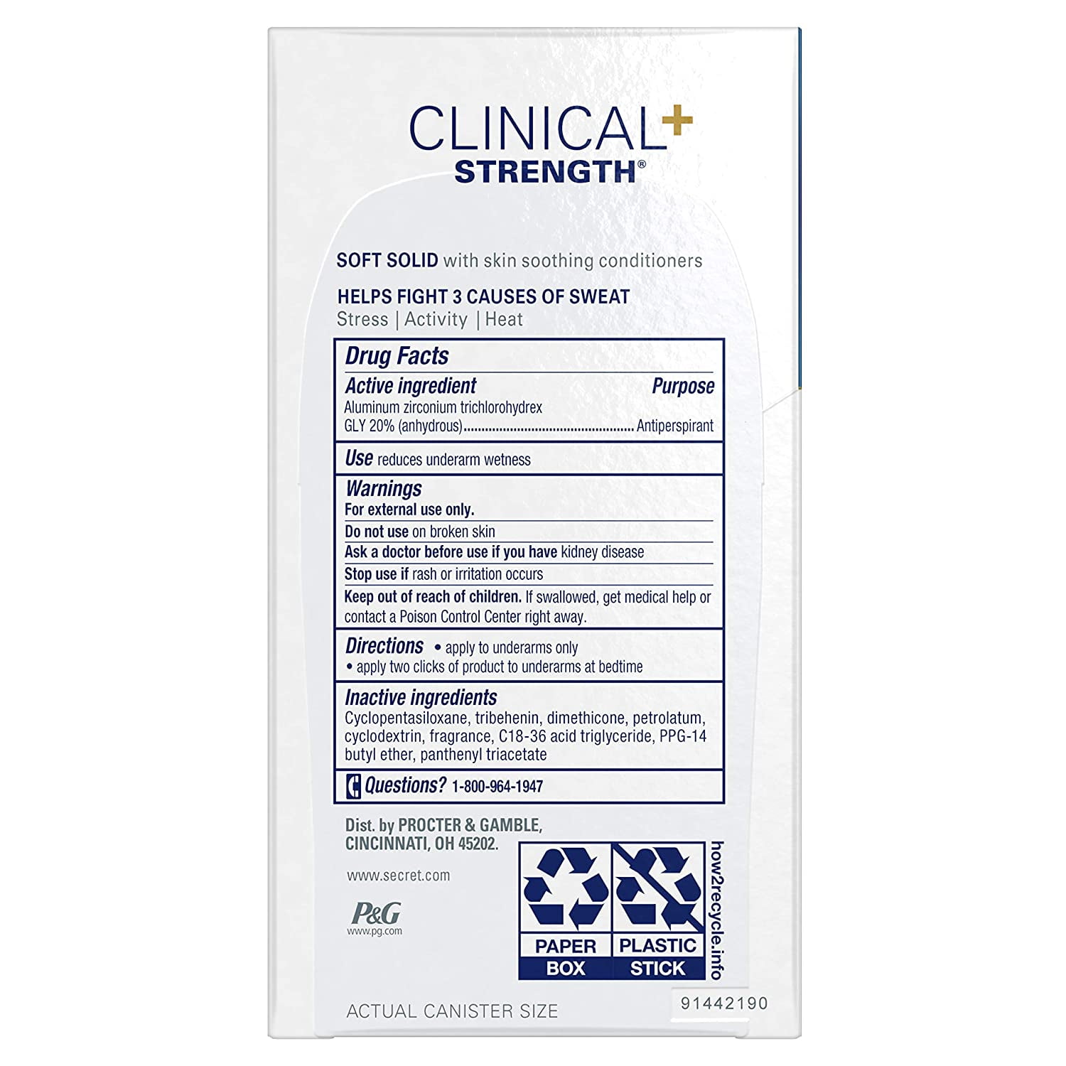 Secret Antiperspirant Clinical Strength Deodorant for Women, Soft Solid, Stress Response, 1.6 Oz, (Pack of 3)