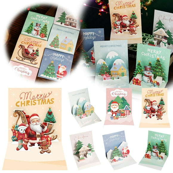 Christmas DecorGreeting CardChristmas Cards Boxed 6 Pack Xmas Cards Multipack 6 Santa And Friends Designs Seasons Greetings For School Kids Friends FamilyParty greeting card