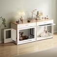 thumbnail image 3 of Whifea 37.4'' Large Dog Crate Furniture with Flip-up Door, 360° Rotating Feeder, Furniture Style for Large Dogs, White, 3 of 8