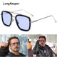 thumbnail image 2 of Gafas de sol cuadradas de estilo Tony Stark para hombre y mujer, lentes de sol de lujo, diseño de marca, Retro, iron Man qym unisex, 2 of 2