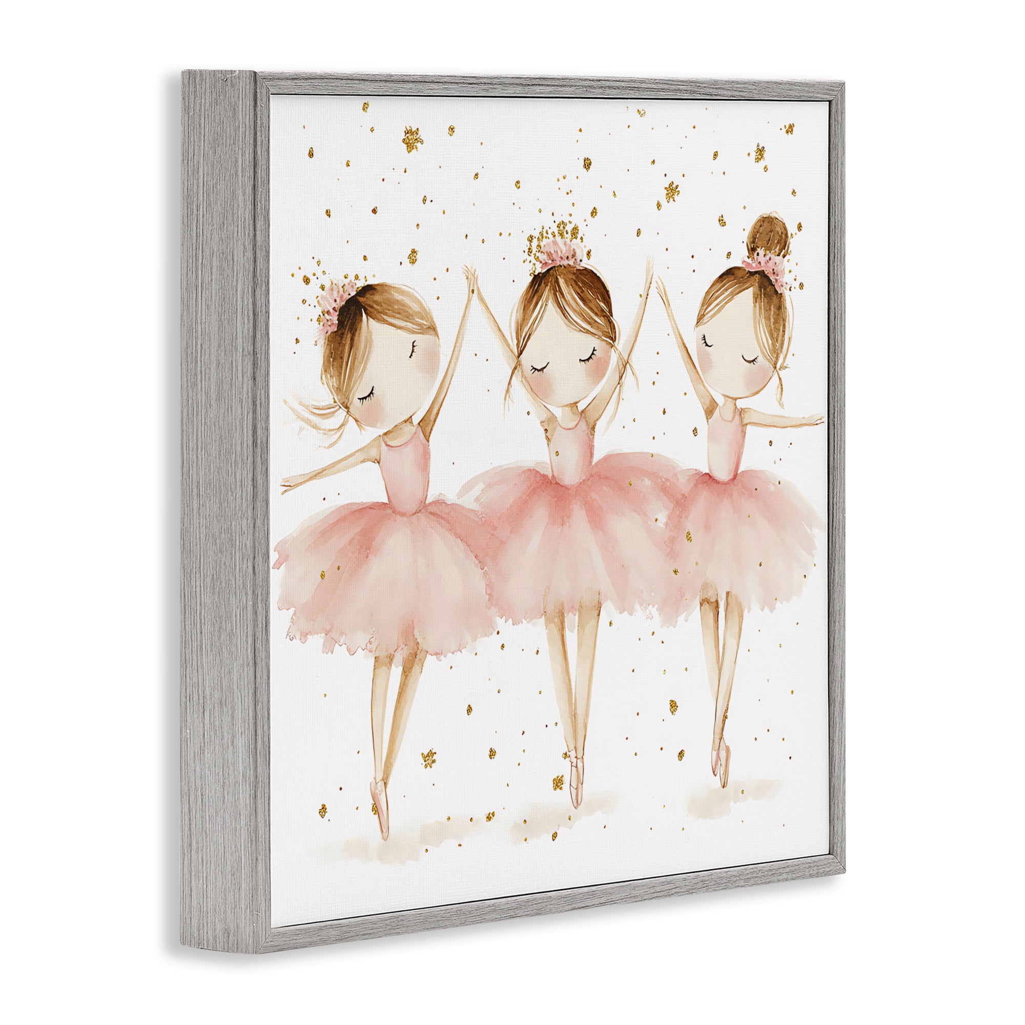 Stupell Industries Trio Of Ballerinas Gray Framed Giclee Art, design by Creative Studio