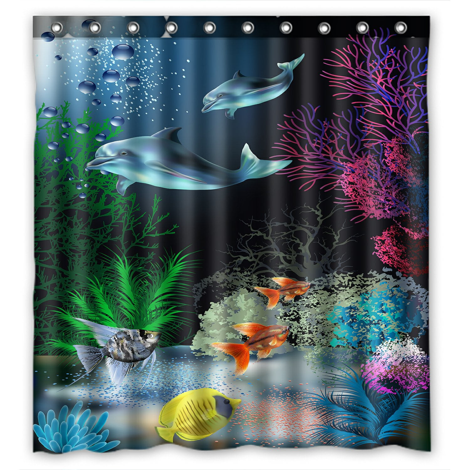 PHFZK Cute Animal Shower Curtain, The Underwater World with Dolphins