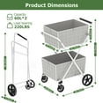 thumbnail image 6 of Leumius Shopping Cart,2 Layers Grocery Cart on Wheels,Foldable Utility Shopping Carts with Double Basket and 360° Rolling Swivel Wheels,White, 6 of 7