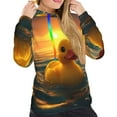 thumbnail image 5 of Yiaed Cartoon Swimming Yellow Duck Print Womens Casual Hoodies Crew Neck Long Sleeve Sweatshirts With Pocket Pullover Tops Women's Hooded Sweatshirt-Large, 5 of 5