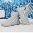 thumbnail image 4 of Mepaouo Kids Snow Boots Girls Boys Toddlers Winter Warm Fleece Lined Waterproof Ankle Booties(Grey,1), 4 of 6