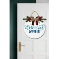 thumbnail image 3 of Welcome Winter Door Sign Home Decor Round Wood Wreaths Wall Hanging Sign Farmhouse Porch Sign Front Door Decoration for Housewarming Gift All Seasons Holiday,11In, 3 of 5