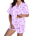 thumbnail image 1 of Conjunto de dos piezas para mujer con manga corta y cuello en V: pantalones cortos - Poliéster, transpirable, dos bolsillos grandes - Ropa informal/deportiva para correr/yoga/ocio, 1 of 7