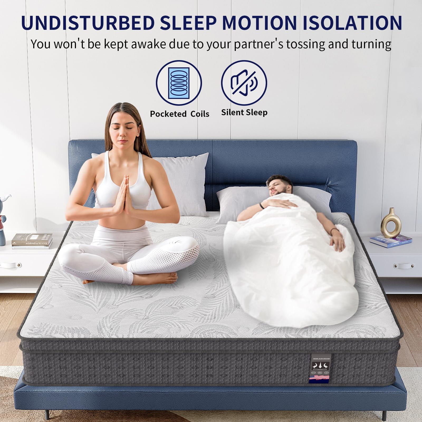 JYYA88BB 14-inch Full Hybrid Mattress, Memory Foam & Pocket Springs, Medium Firm
